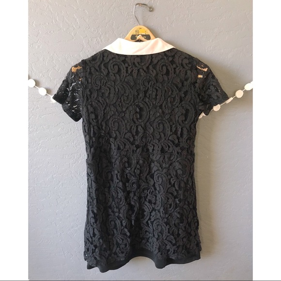 Zara Black Lace Peter Pan Collar Dress - Picture 4 of 5